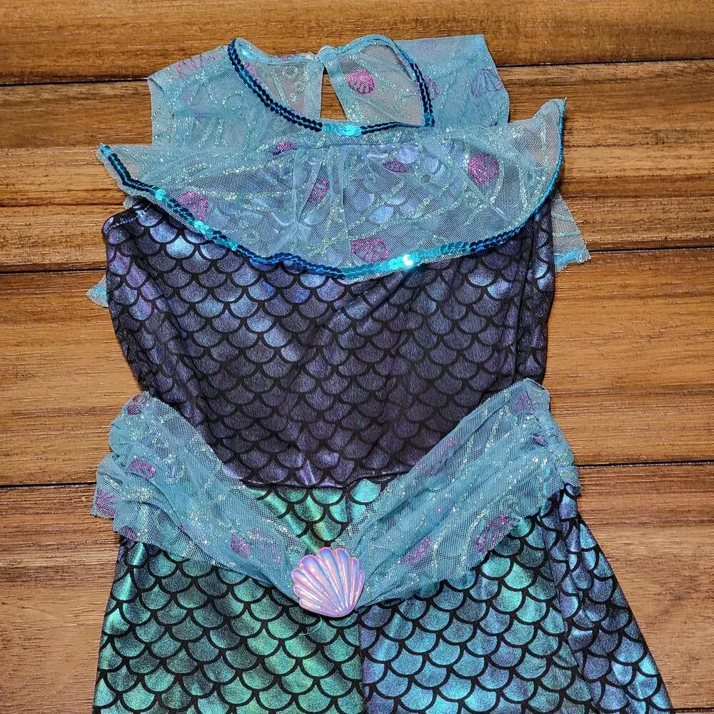 Spirit Halloween Girls Blue Mermaid Jumpsuit - Size Small - Picture 3 of 9